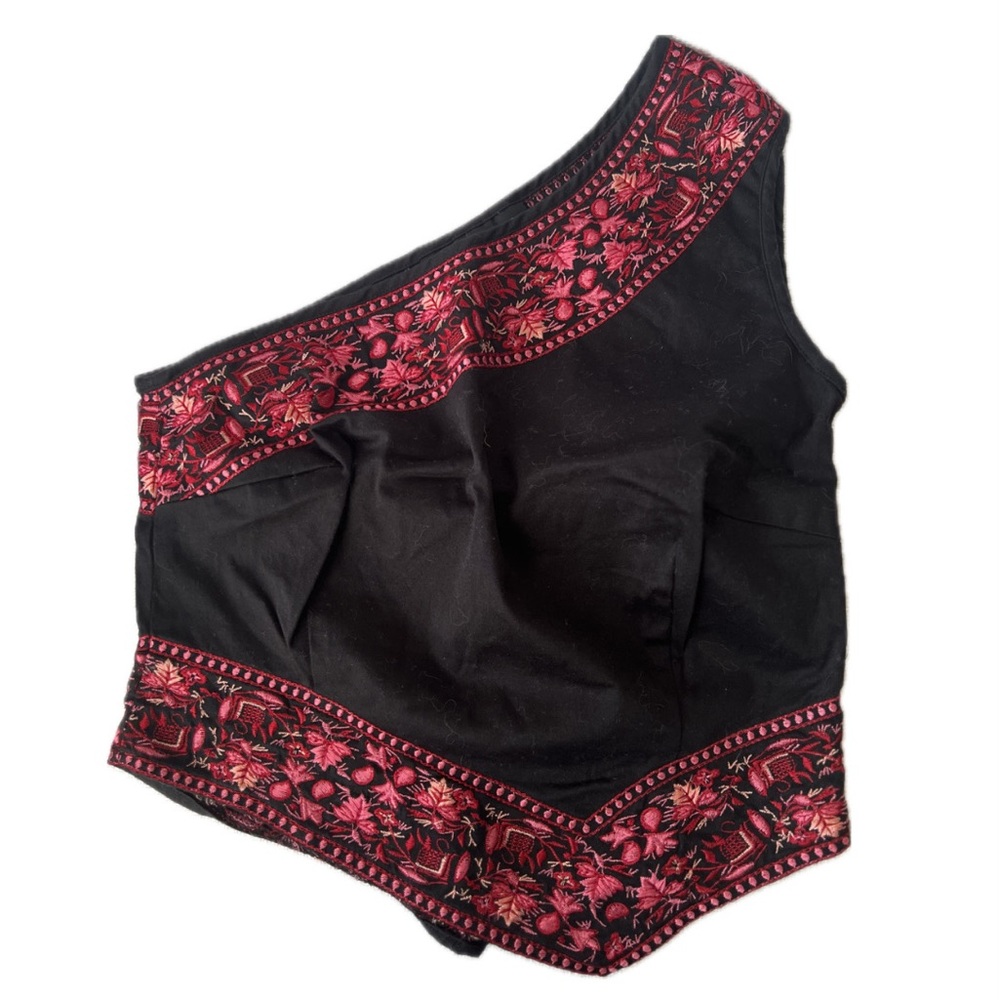 Karen Millen One-Shoulder Embroidered Crop Top – Size 10